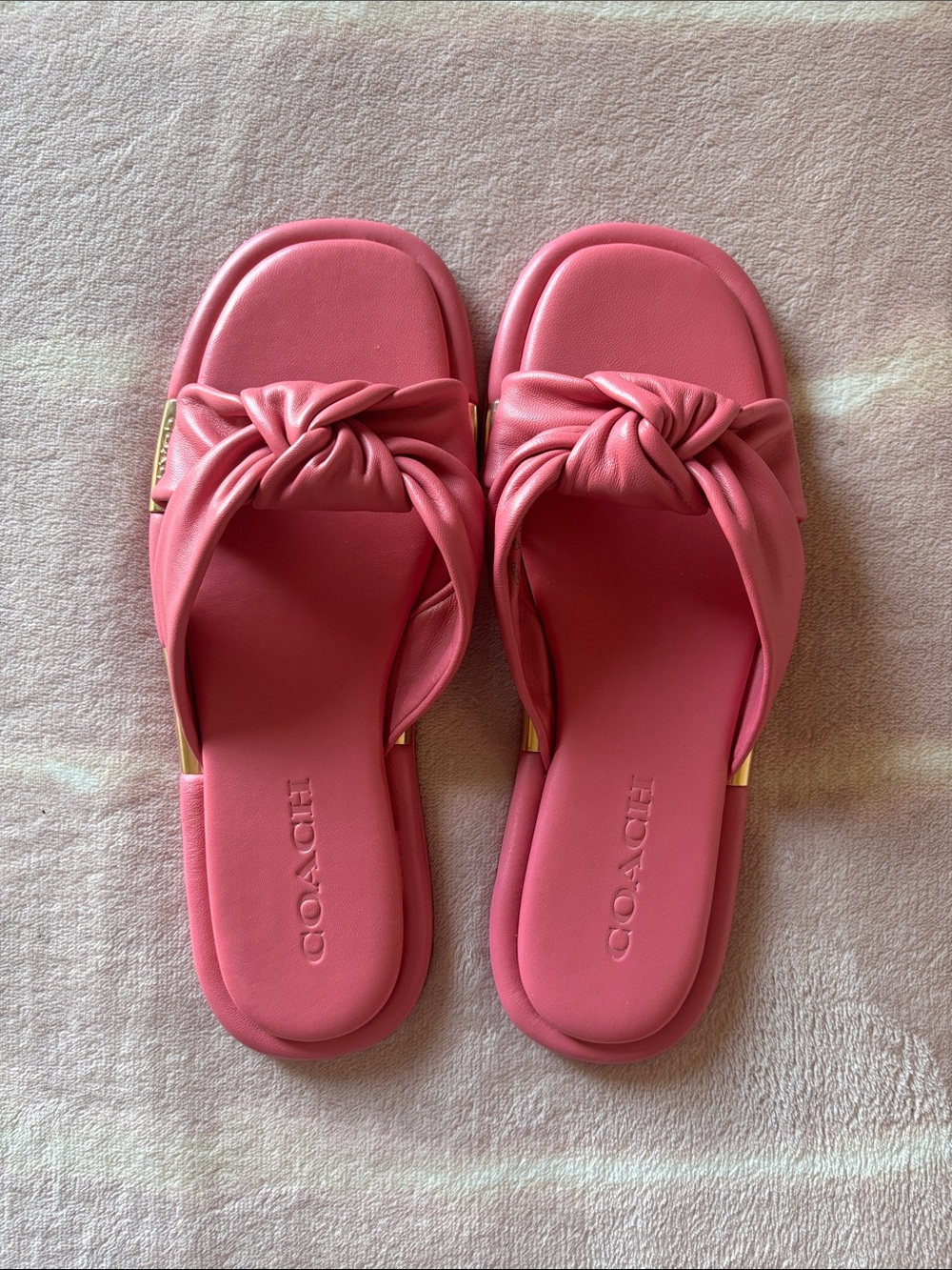 COACH Brooklyn Bow Knot Padded Slide Sandals Bubblegum Pink 7.5 MSRP 175